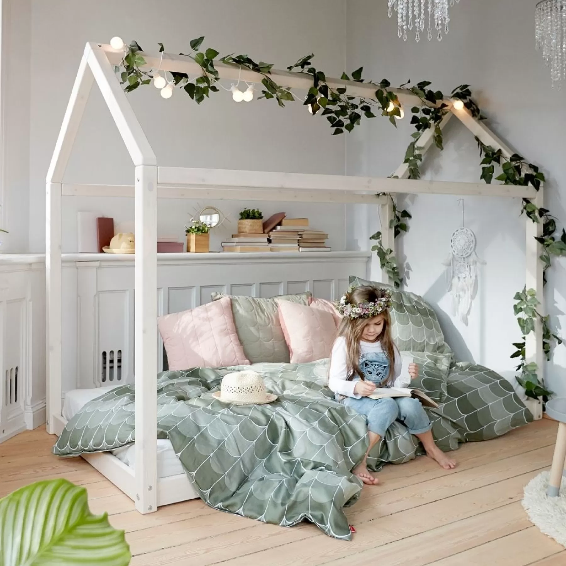 FLEXA COTTAGE Lit simple, White Washed Pine, 90x200 cm