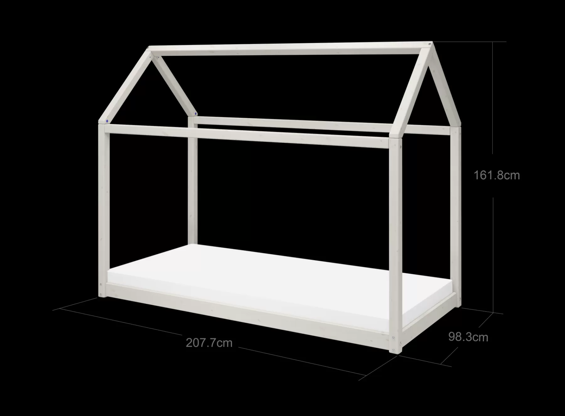 FLEXA COTTAGE Lit simple, White Washed Pine, 90x200 cm