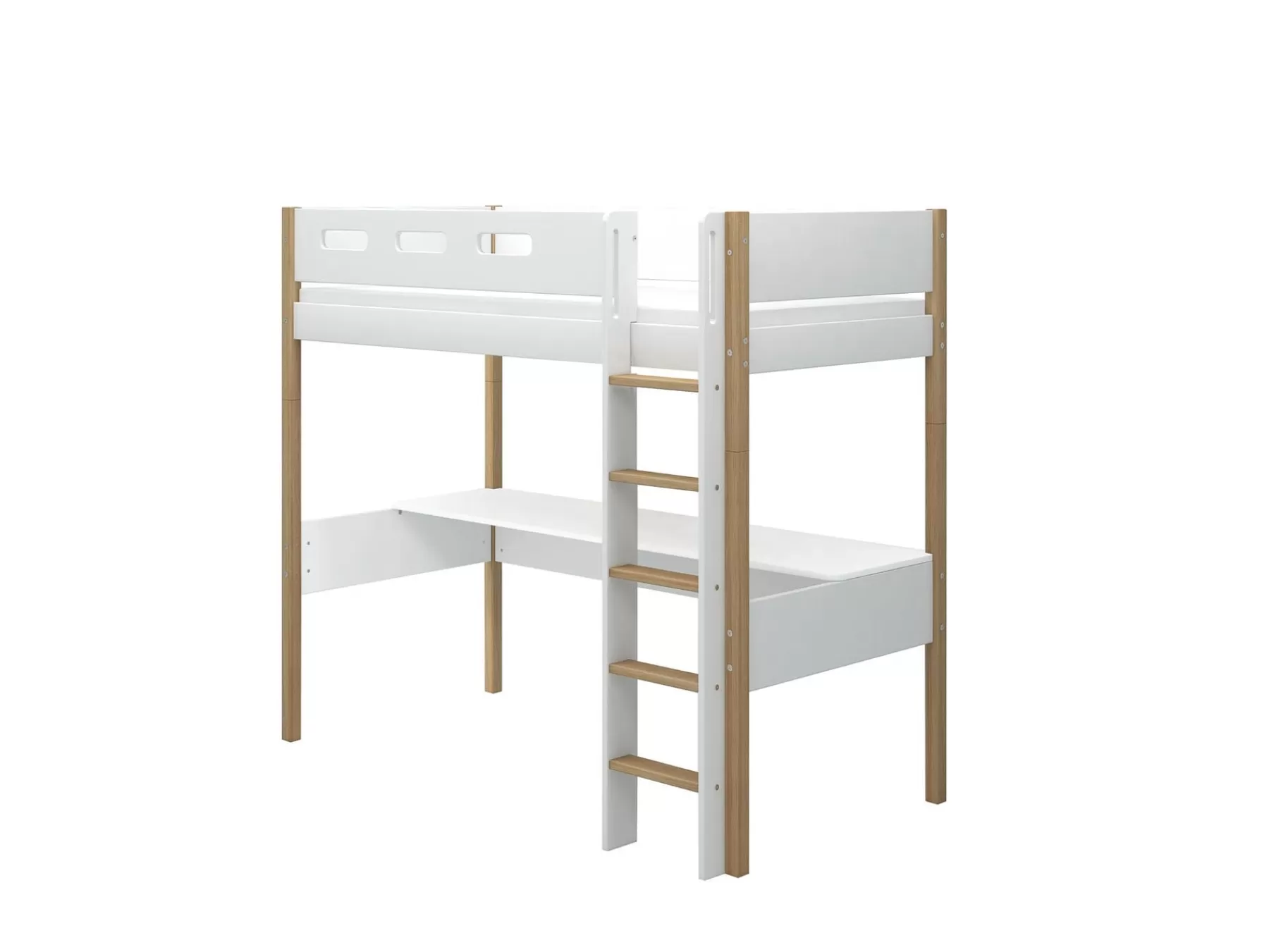 FLEXA Lit mezzanine avec échelle droite et bureau