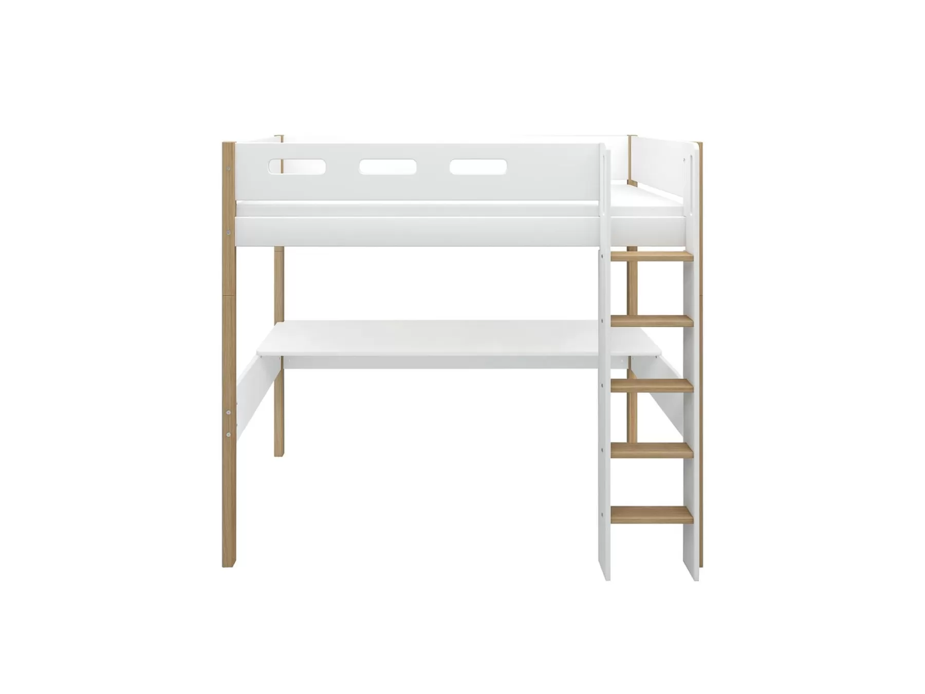 FLEXA Lit mezzanine avec échelle droite et bureau