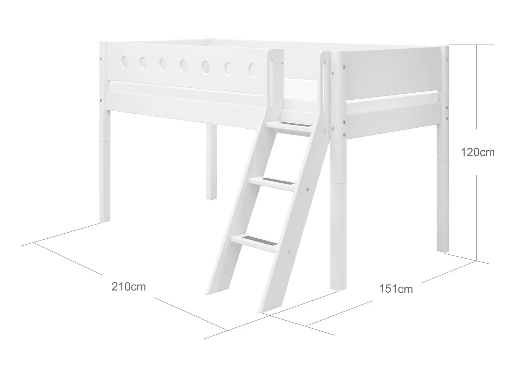 FLEXA Lit mi-hauteur avec échelle inclinée
