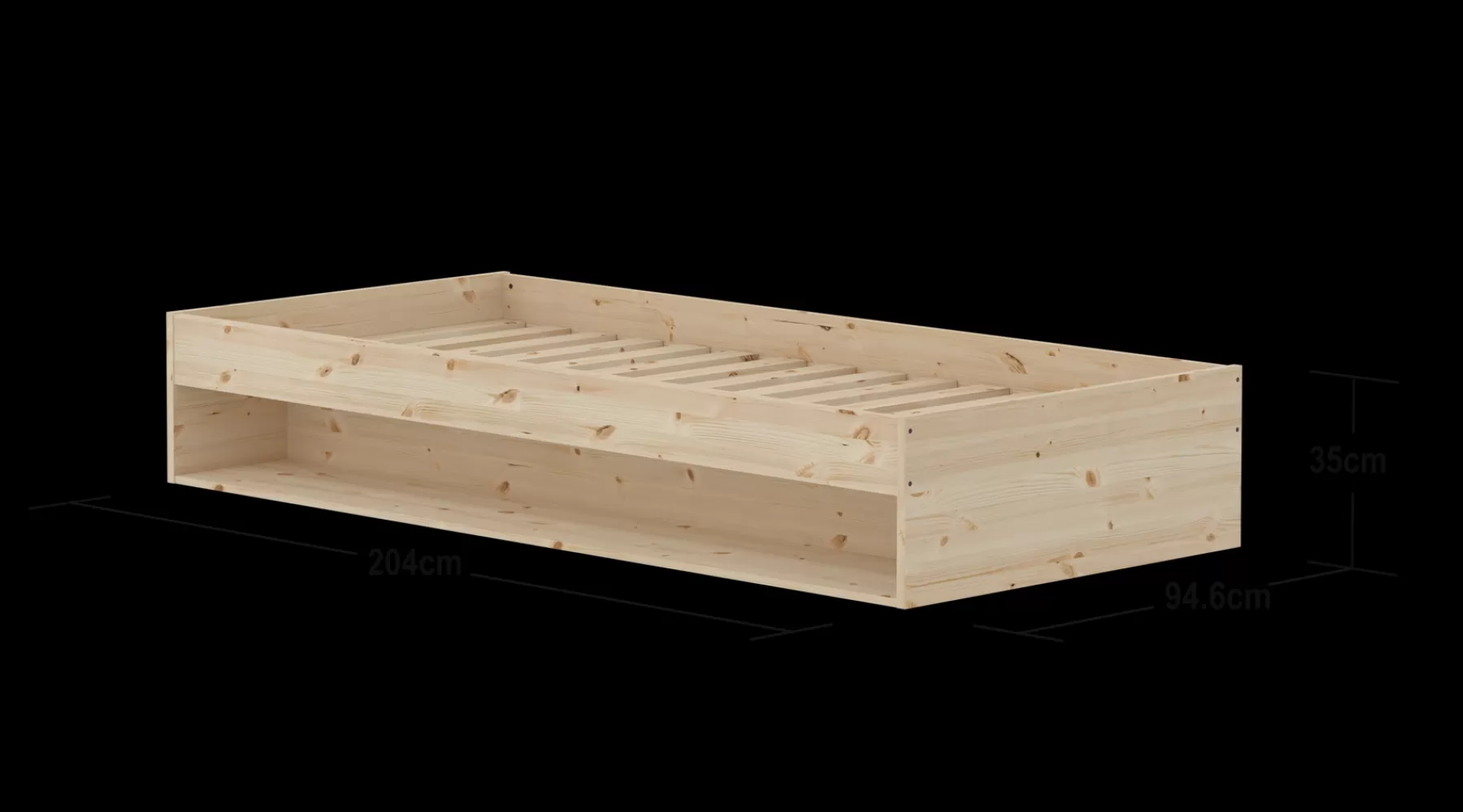 FLEXA Lit Simple avec étagère, 90x200 cm